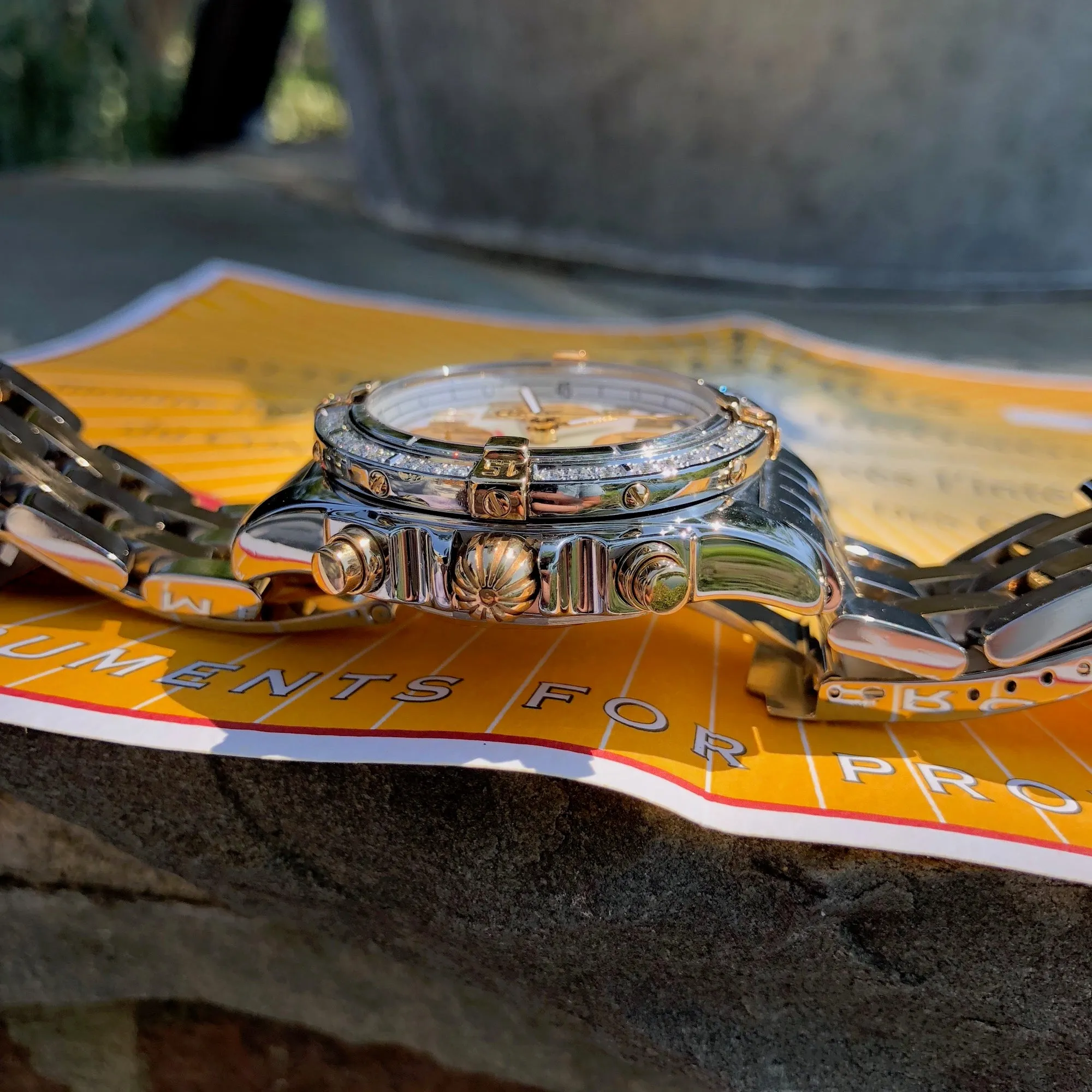 Breitling Cockpit B13358 Two Tone Steel Gold Roman MOP Diamond Box Papers
