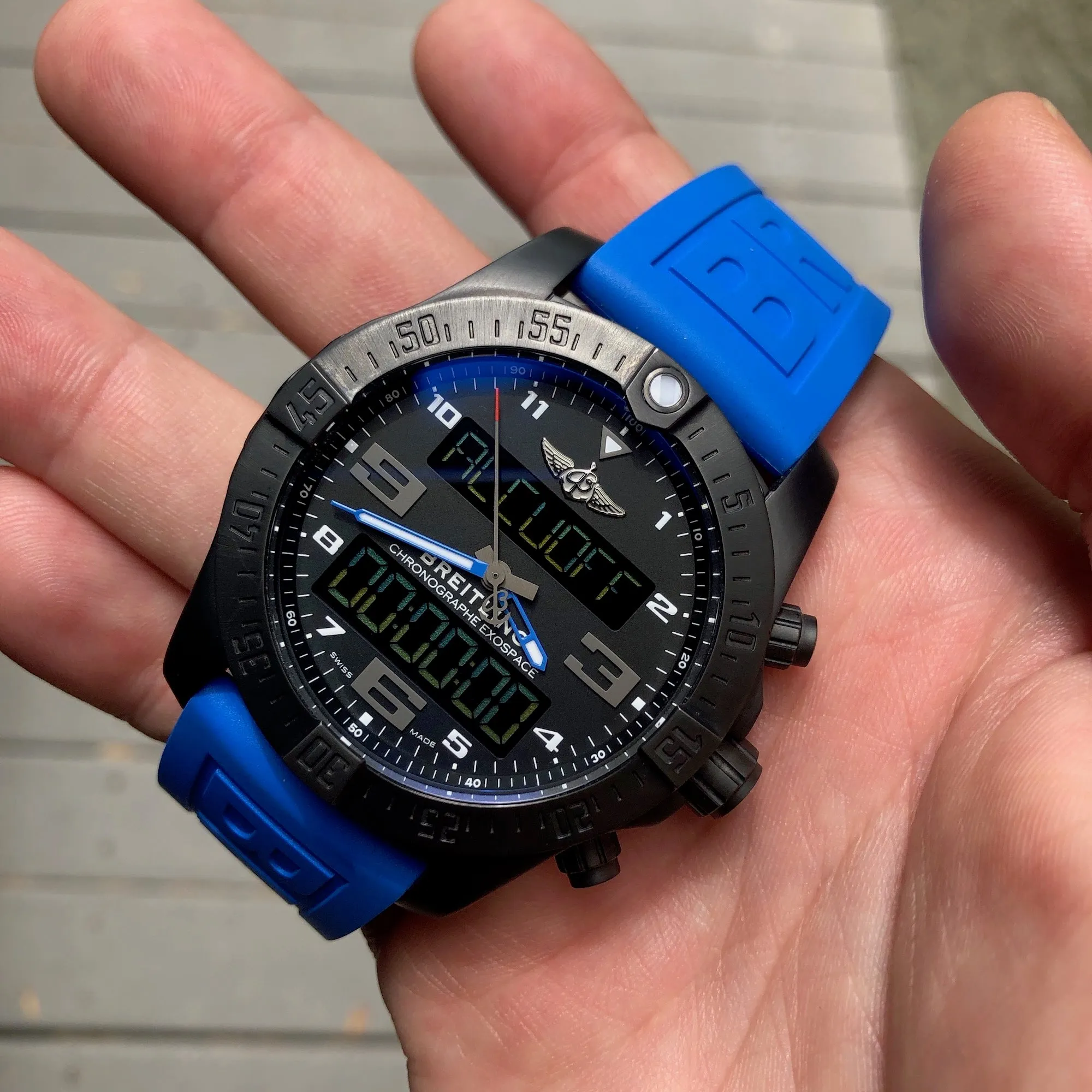 Breitling Exospace B55 Connected Blue Rubber Black Titanium VB5510H2 Wristwatch Box Papers