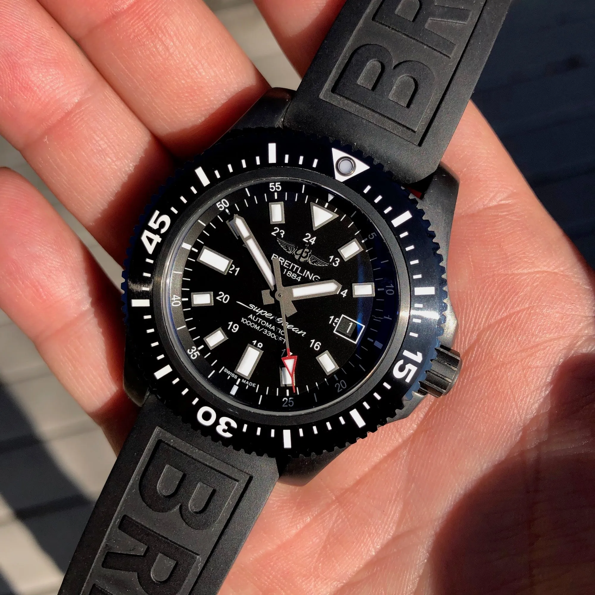Breitling Superocean 44 Special M1739313 Black Steel Automatic Wristwatch Box Papers