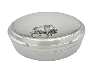 Charging Wild Boar Pendant Oval Trinket Jewelry Box