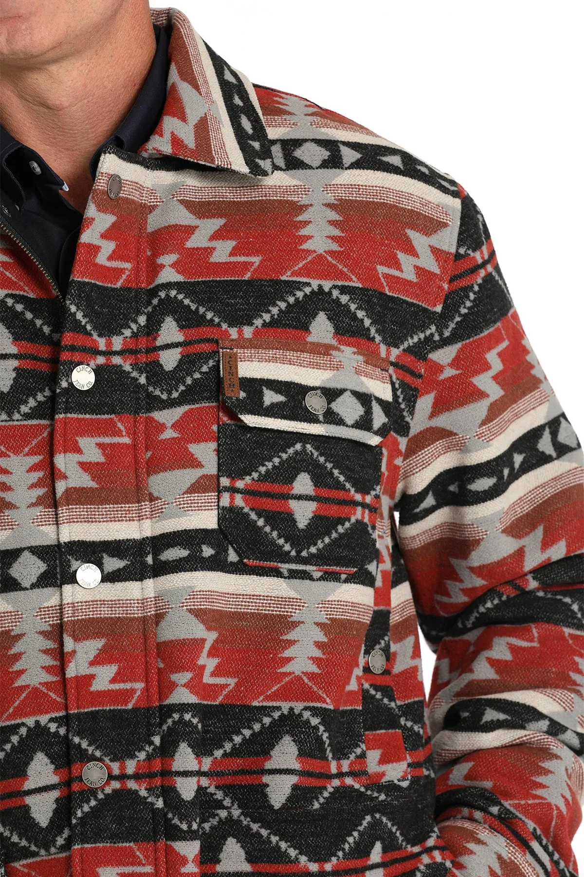 Cinch Men's Frontier Coat Burgundy & Black Southwestern Pattern