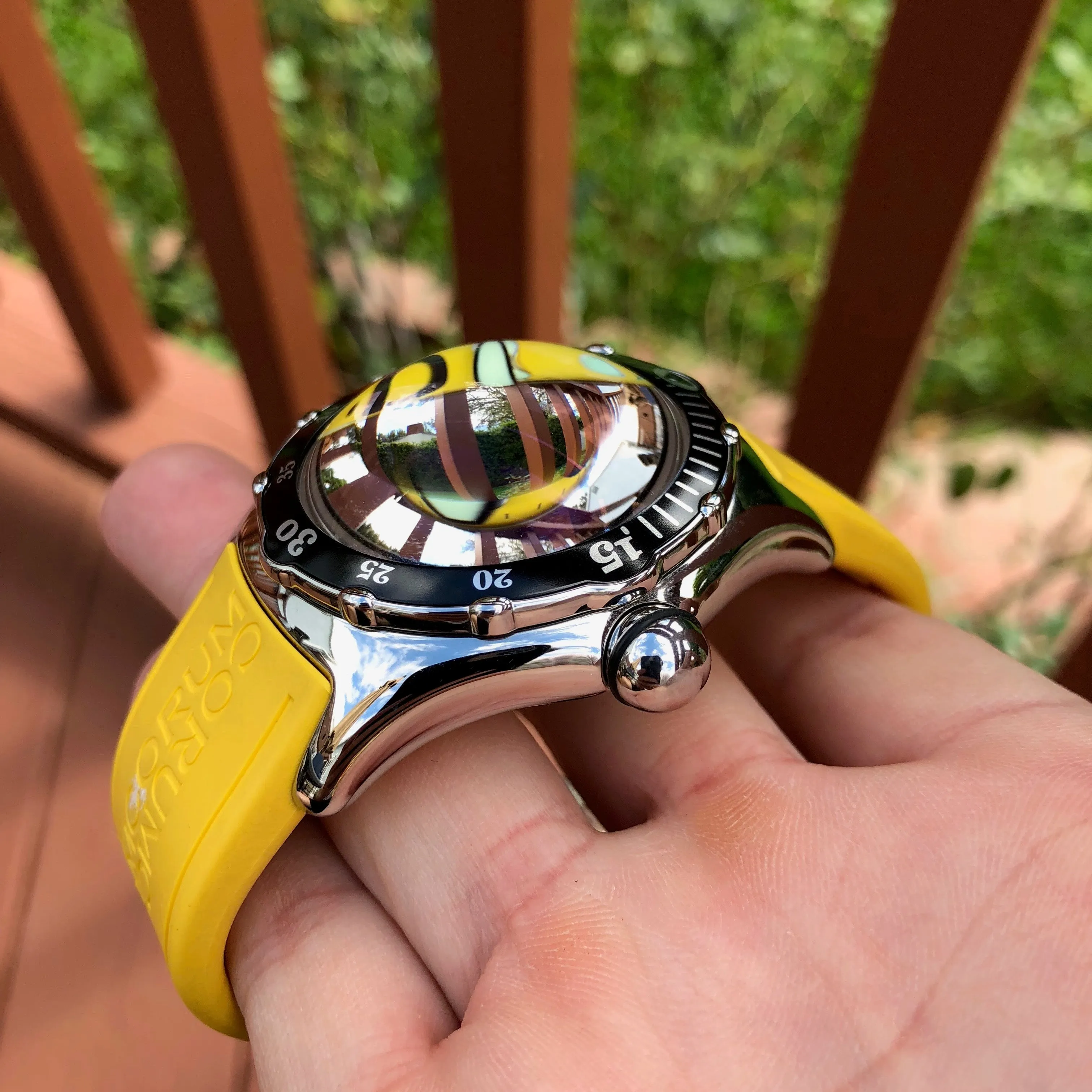Corum Bubble Yellow 82.180.20 Automatic 45mm Stainless Steel Rubber Wristwatch Box & Papers