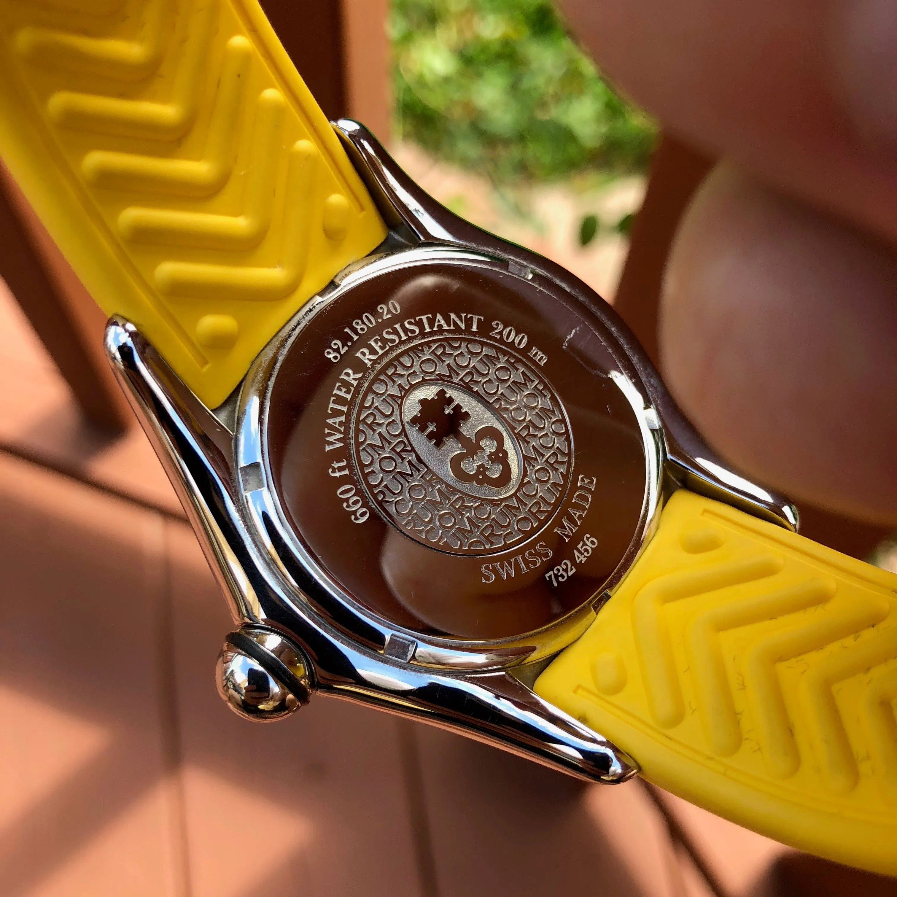 Corum Bubble Yellow 82.180.20 Automatic 45mm Stainless Steel Rubber Wristwatch Box & Papers
