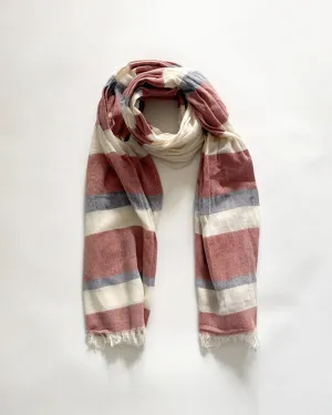 Cotton Scarf Cabana Striped - Red and Blue