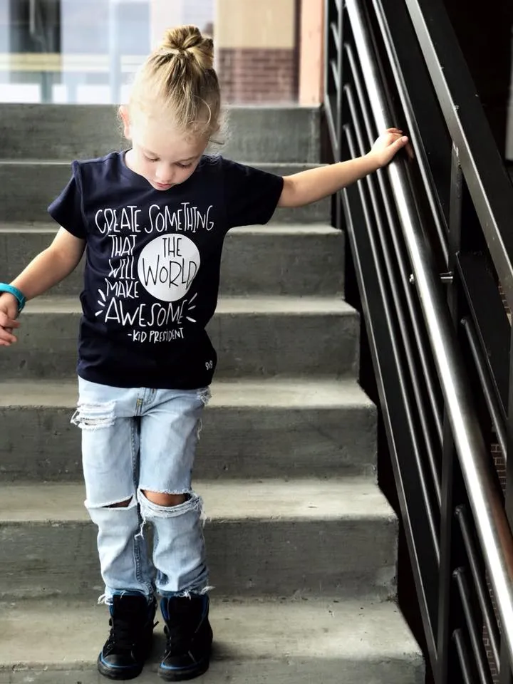 Create Something That makes the World Awesome Kid President Kids Tee