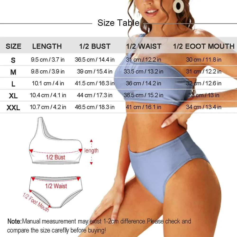 Custom Face Flag Couple Matching Swimsuit One Shoulder Stringless Low Waited Bikini&Swim Shorts Personalized Bathing Suits Beach Outfits
