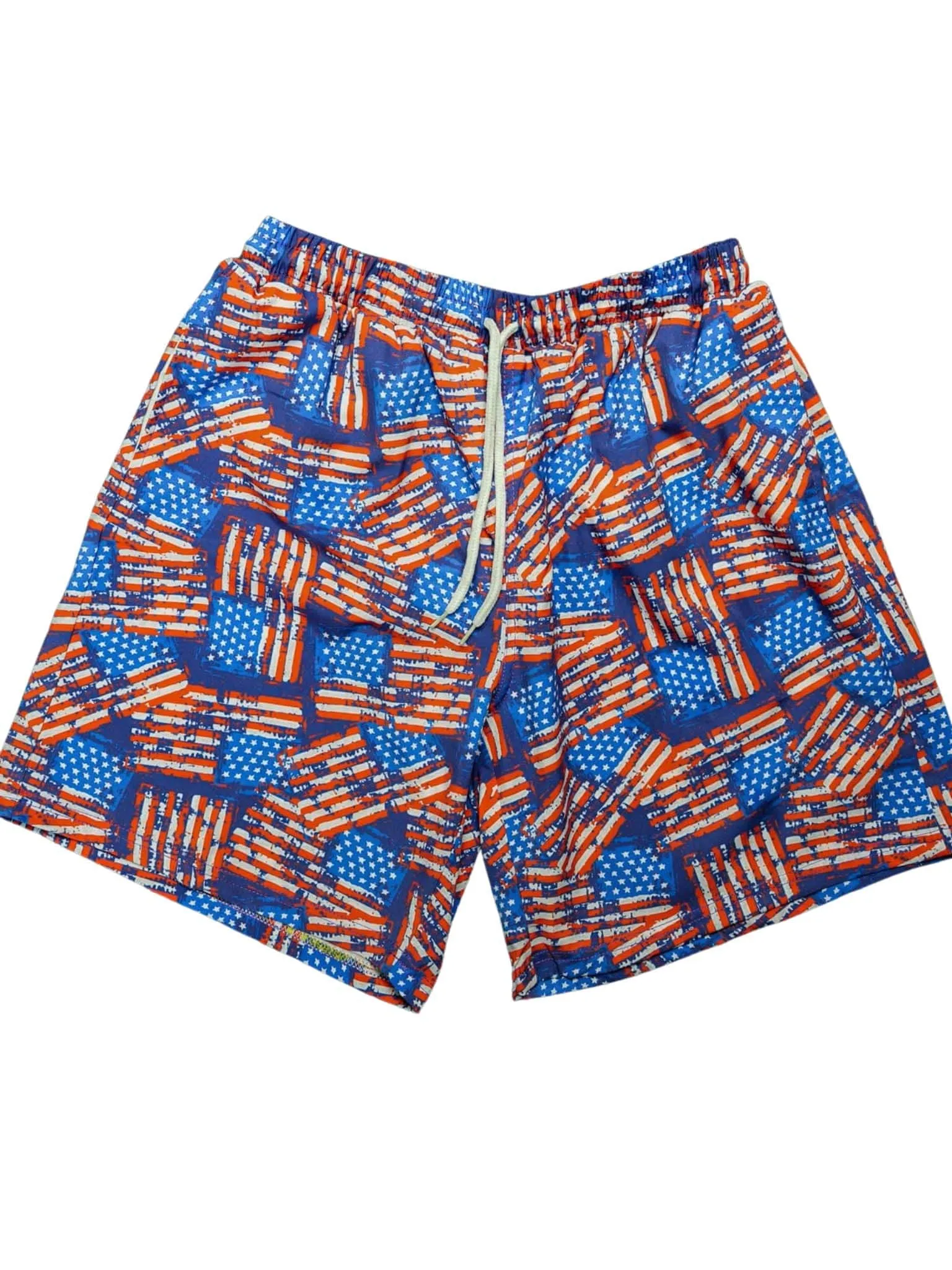 Distressed American Flag Swim Trunks