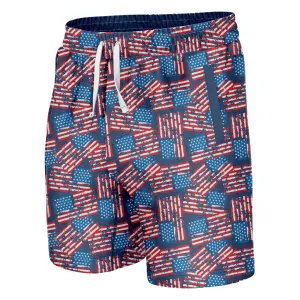 Distressed American Flag Swim Trunks