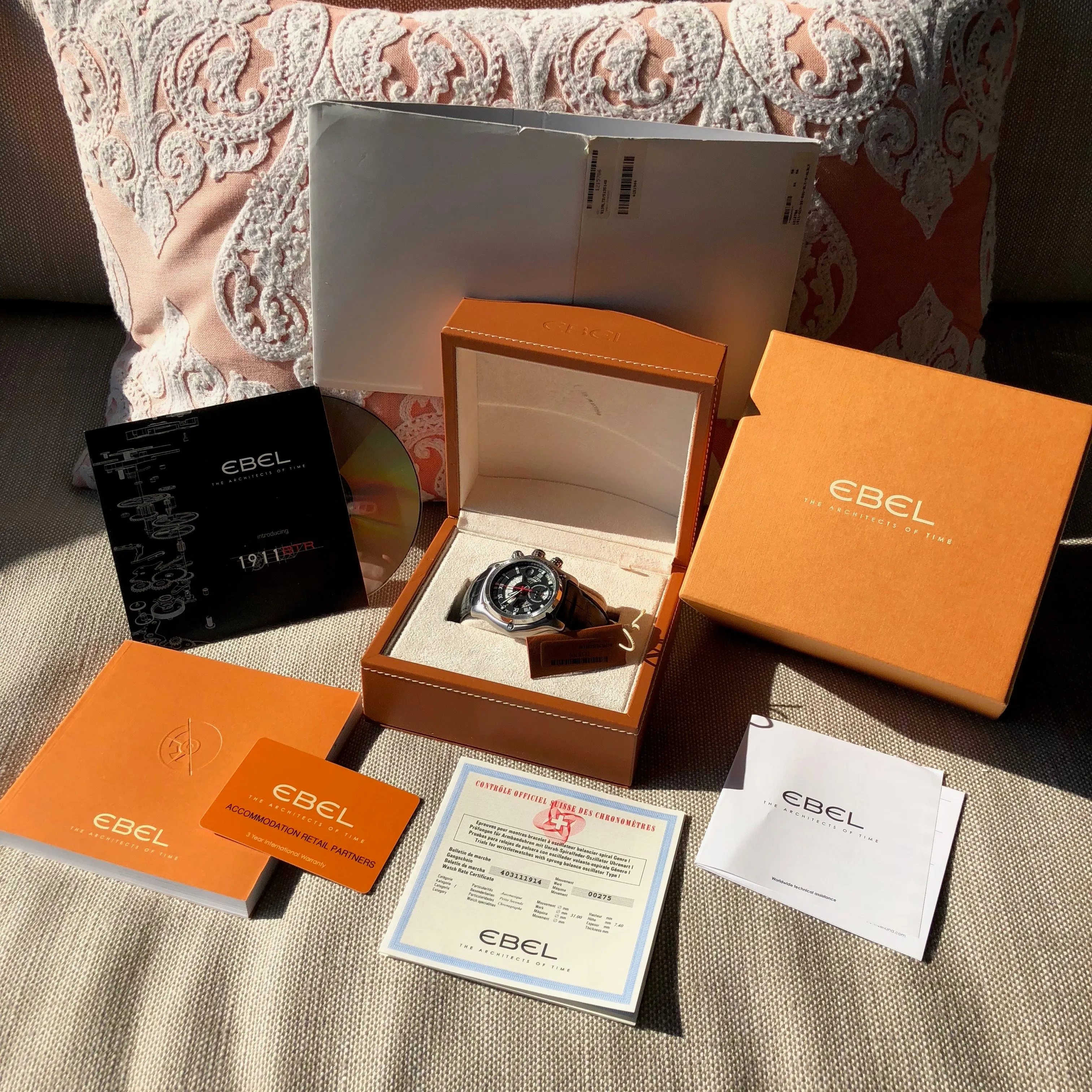 Ebel Tekton 1911 Caliber 139 Stainless Steel 45mm Chronograph Automatic Wristwatch Box & Papers