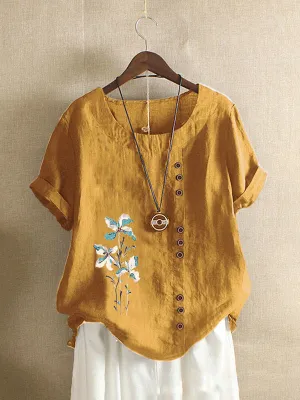Floral Print Button Tee