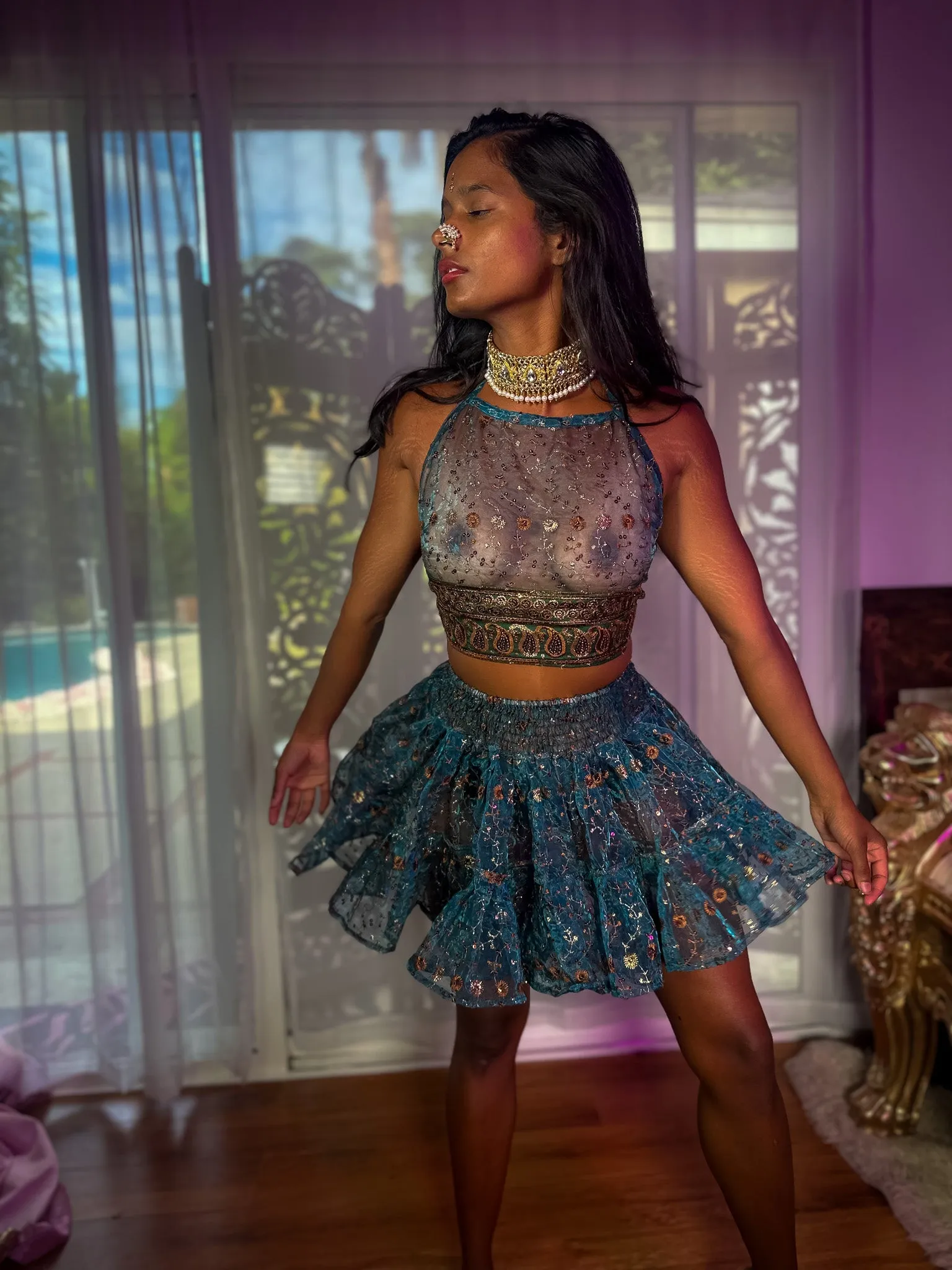Golden Midnight Micro Mini Skirt Set