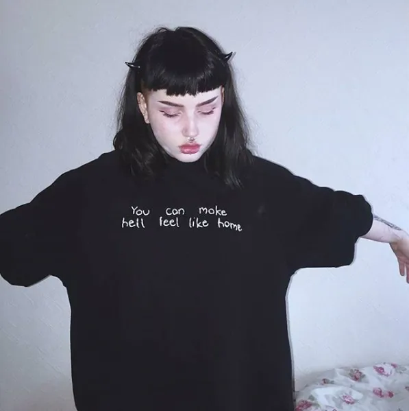 Hand Embroidered Hell Home Sweater