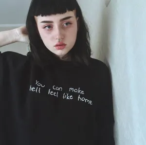 Hand Embroidered Hell Home Sweater