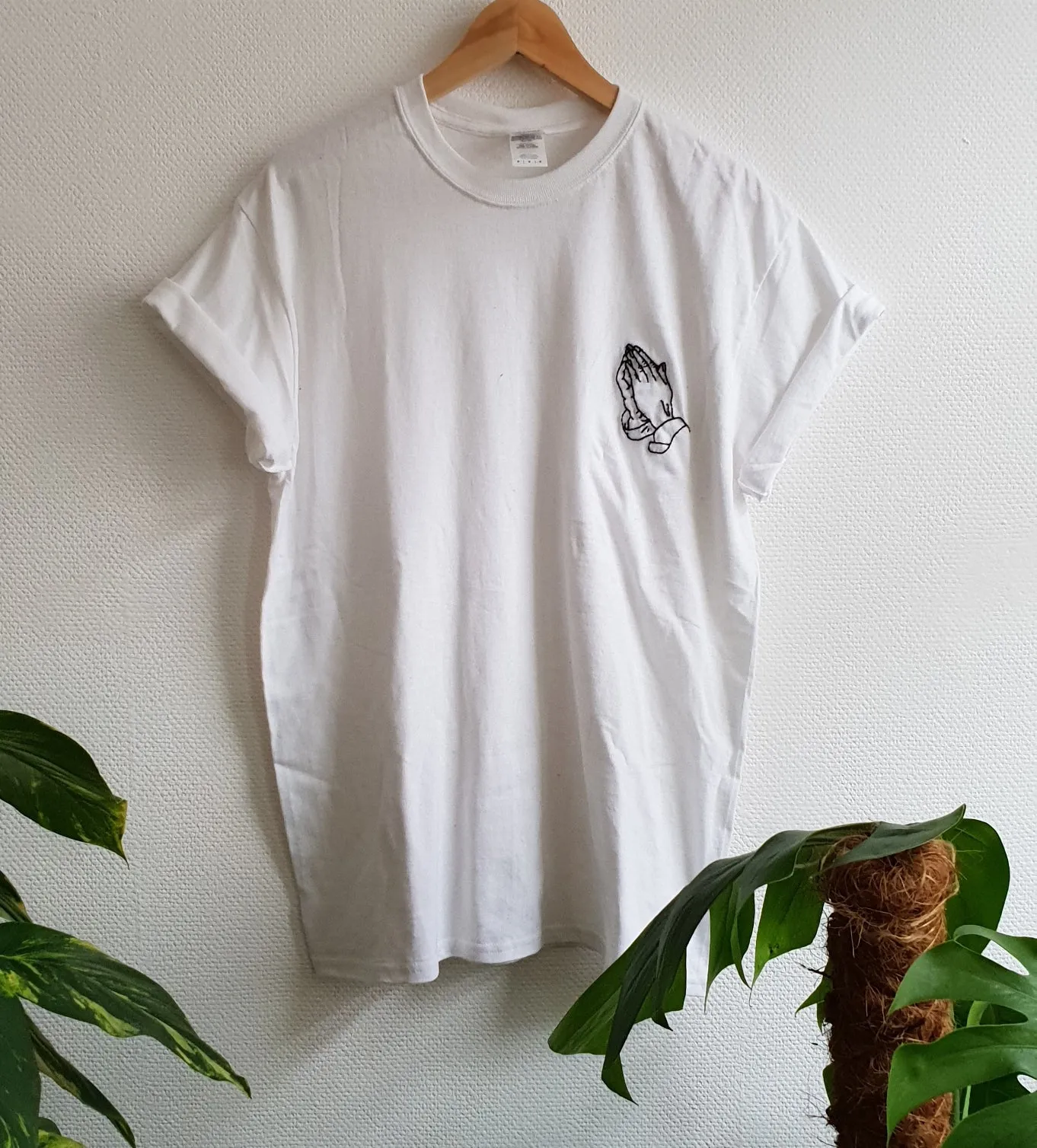 Hand Embroidered Praying Hands Shirt