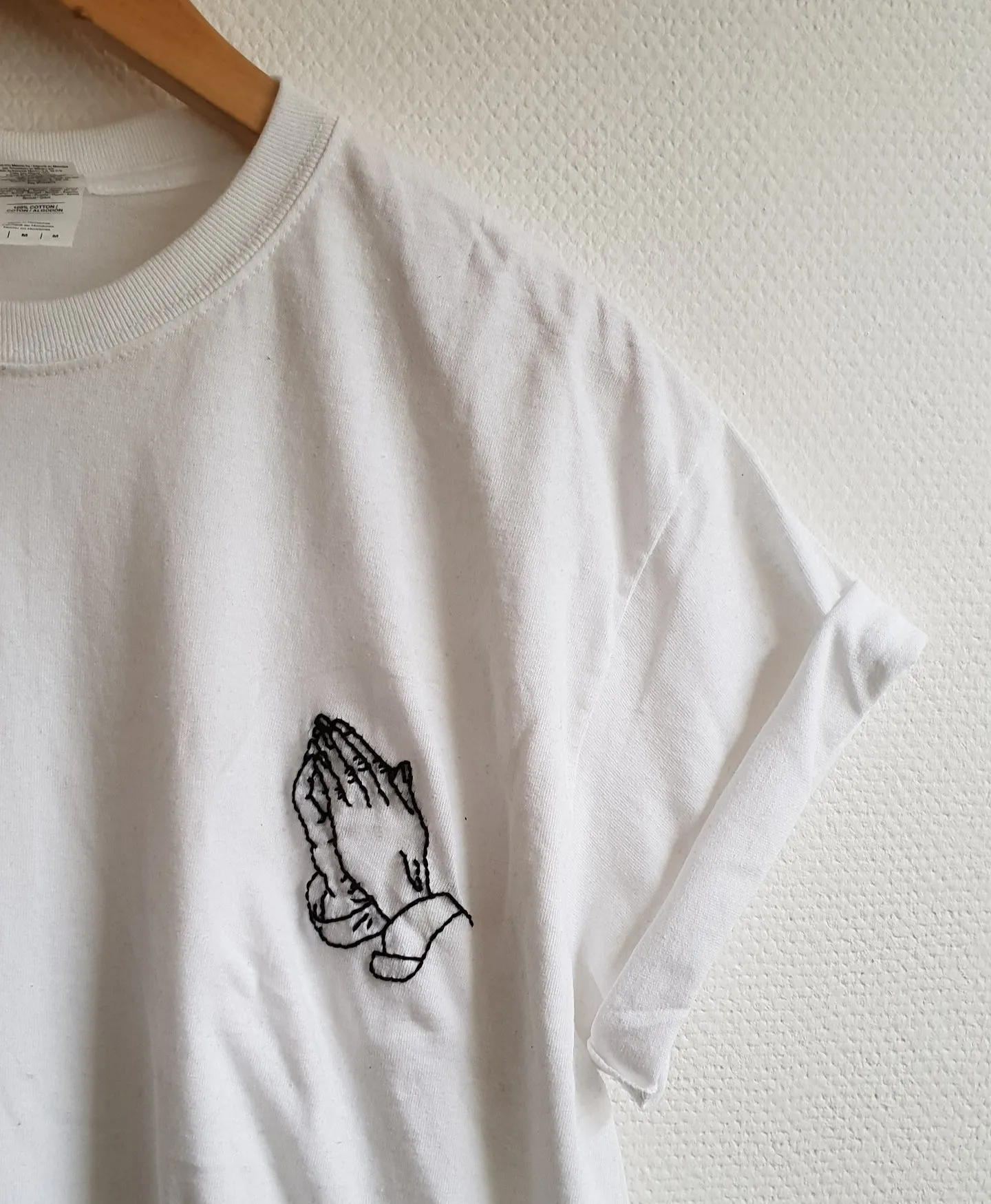Hand Embroidered Praying Hands Shirt