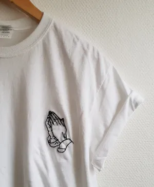 Hand Embroidered Praying Hands Shirt