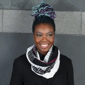 Hand Woven Infinity Scarf | Black & White Block