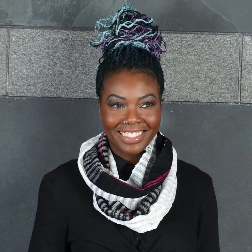 Hand Woven Infinity Scarf | Black & White Block