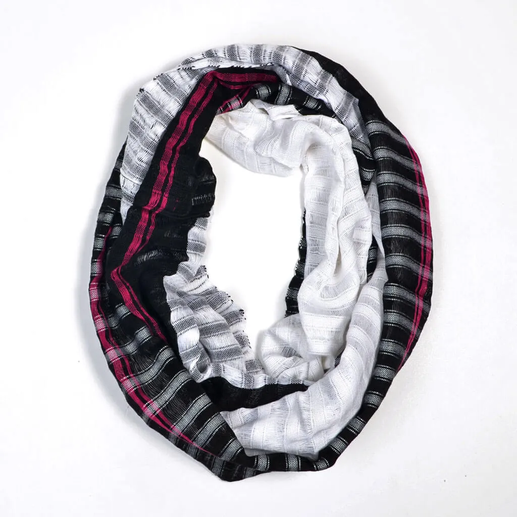 Hand Woven Infinity Scarf | Black & White Block