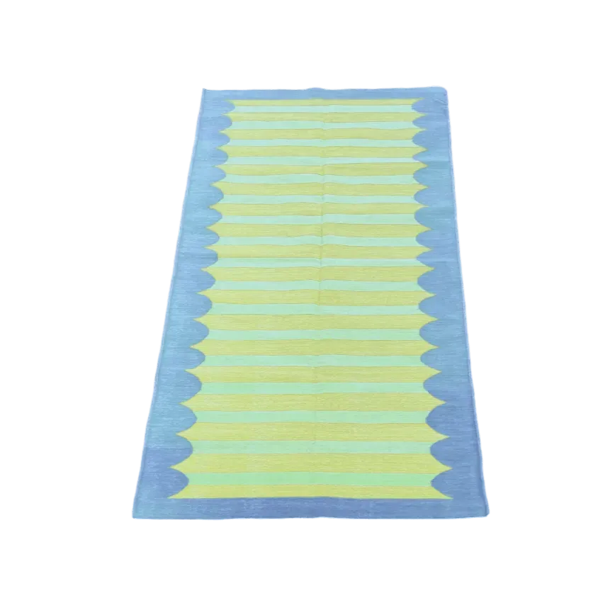 Handwoven Alaia Blue/Yellow Cotton Rug