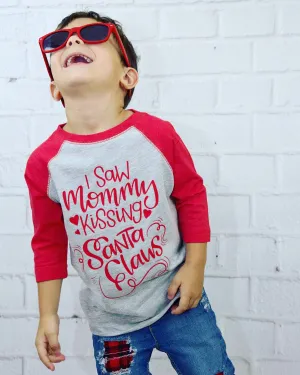I Saw Mommy Kissing Santa Claus Christmas Raglan