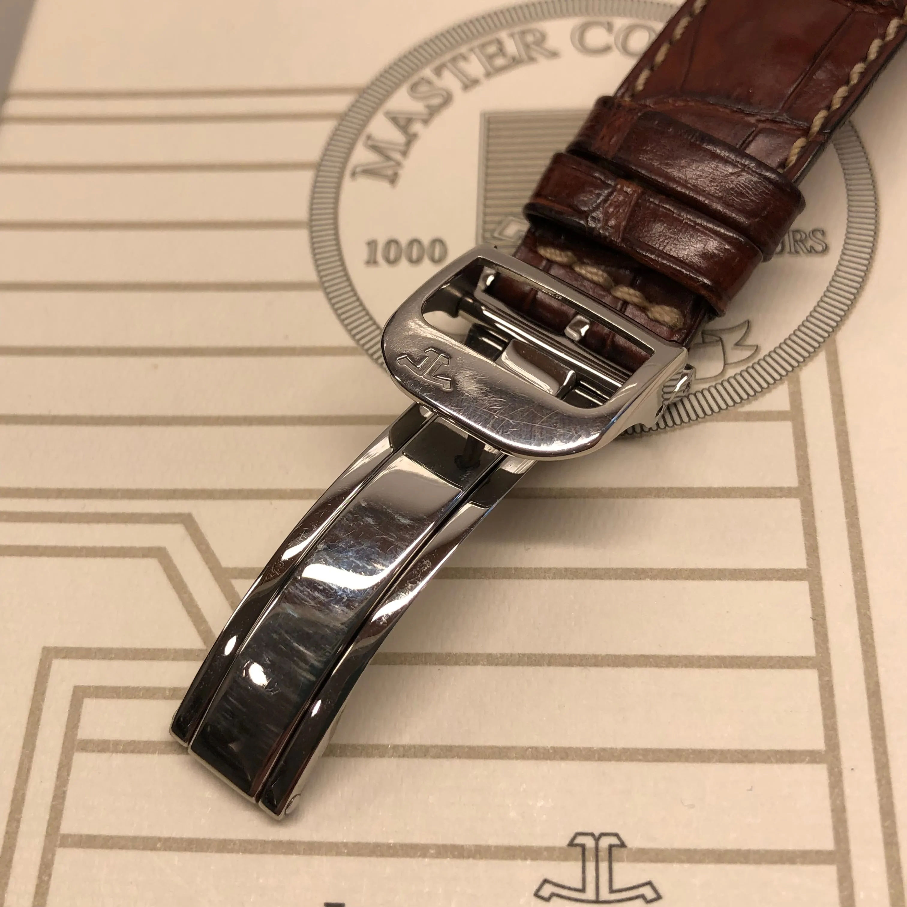 Jaeger LeCoultre Master Moon 140.8.98.S Stainless Steel Black Dial with Box and Papers