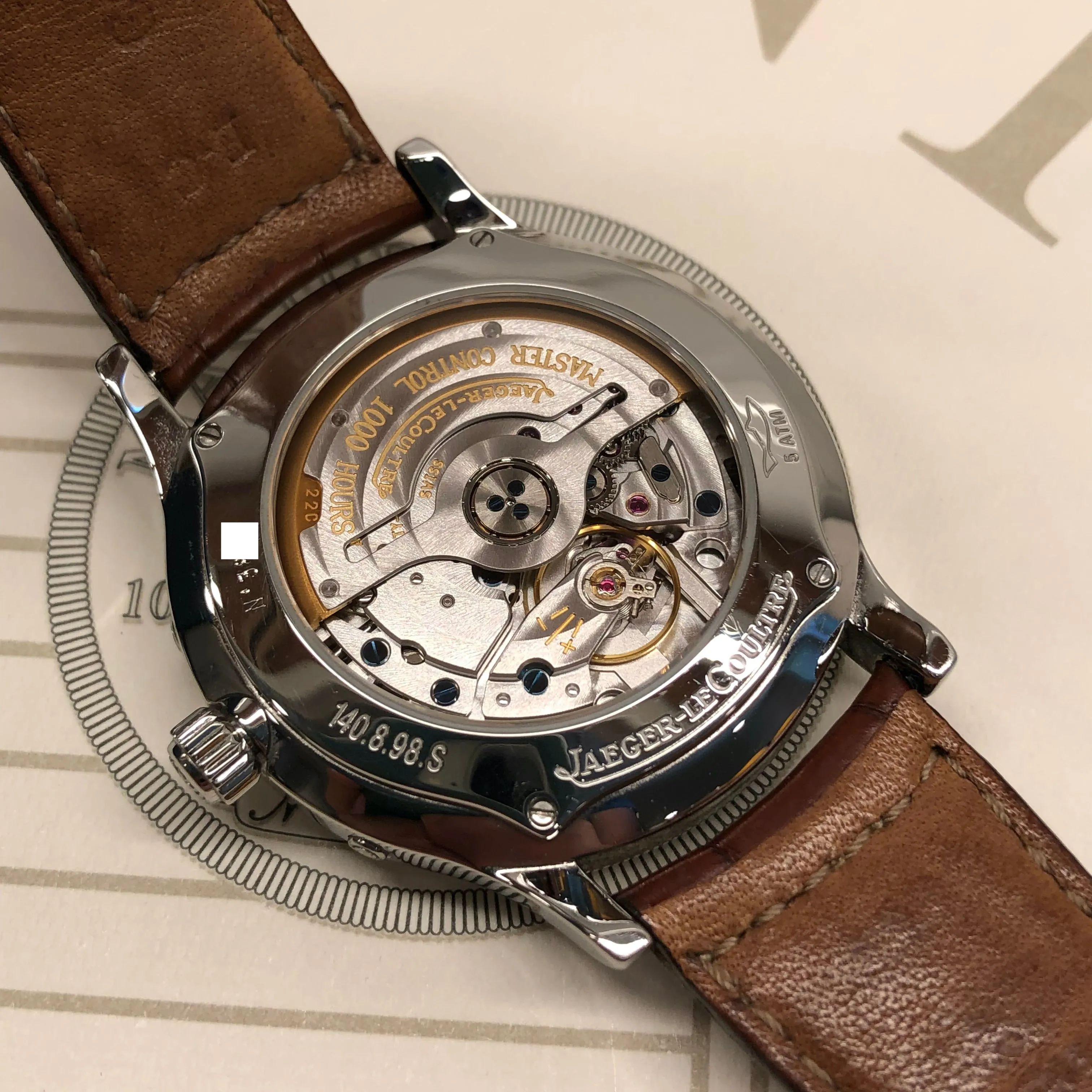 Jaeger LeCoultre Master Moon 140.8.98.S Stainless Steel Black Dial with Box and Papers