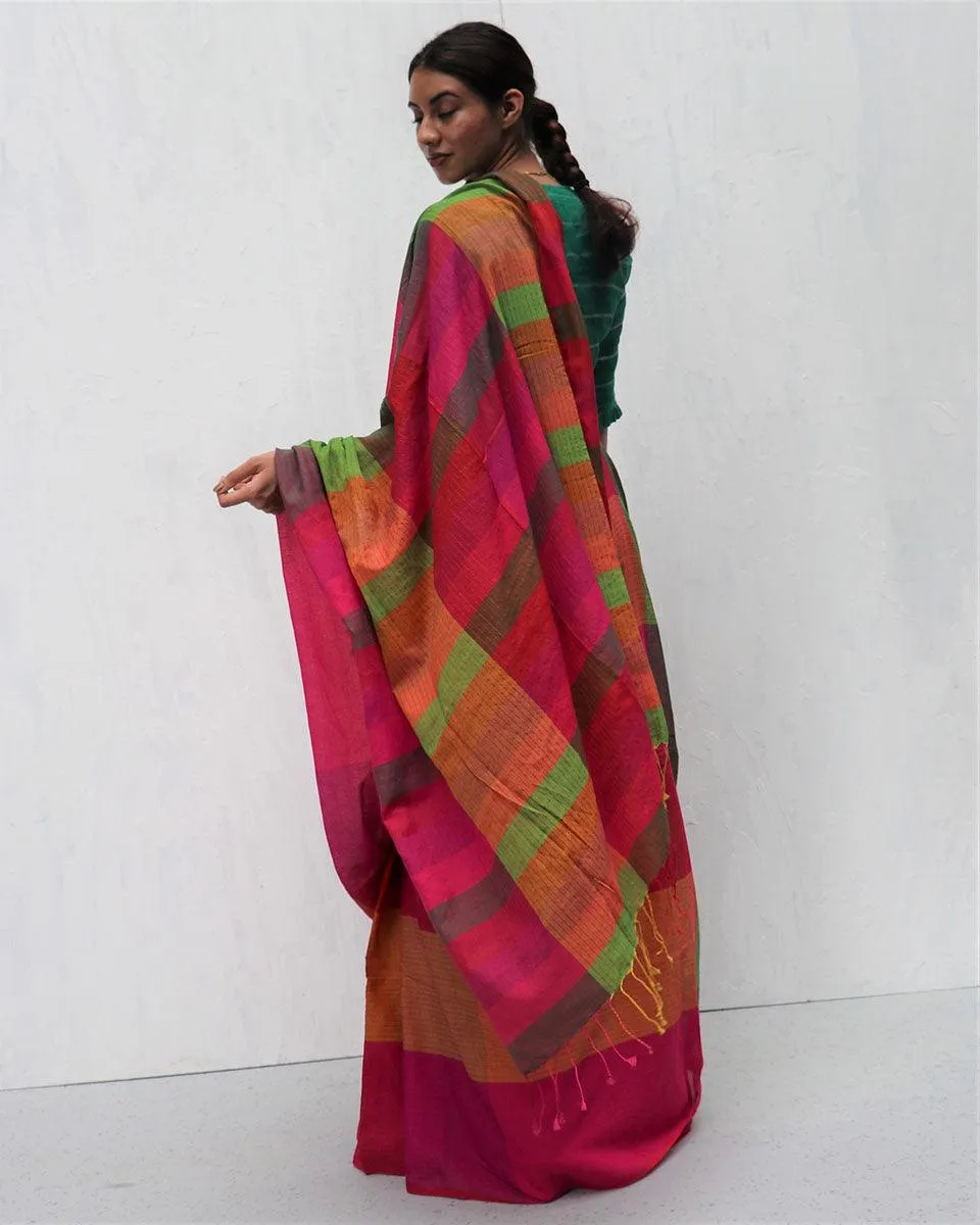 Kavin Handwoven Cotton Saree-Madras