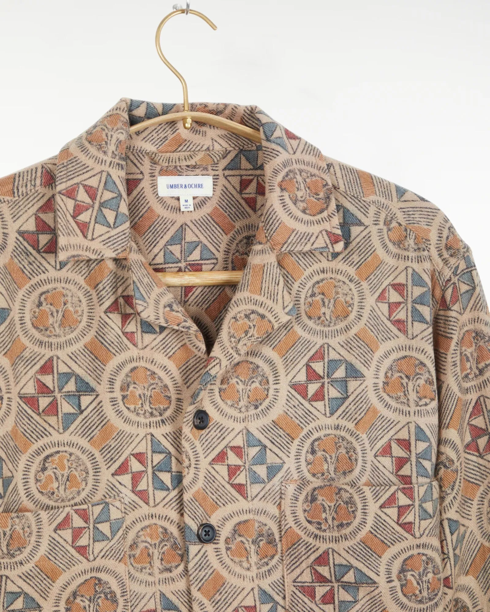 Kinnaur Overshirt Cotton Wool Tile Print