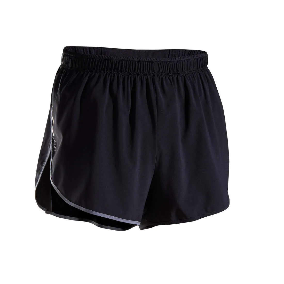 KIPRUN SPLIT MEN'S RUNNING SHORTS - BLACK/GREY