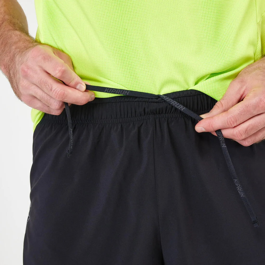 KIPRUN SPLIT MEN'S RUNNING SHORTS - BLACK/GREY