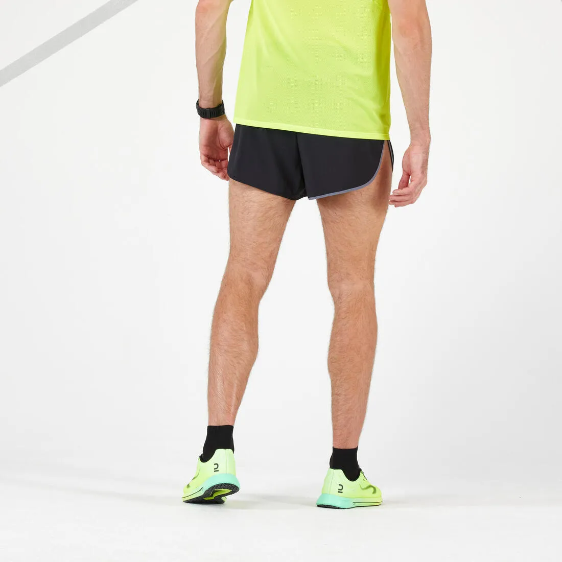 KIPRUN SPLIT MEN'S RUNNING SHORTS - BLACK/GREY