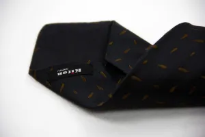 Kiton Napoli Black Brown Woven Silk Paisley Embroidered Tie