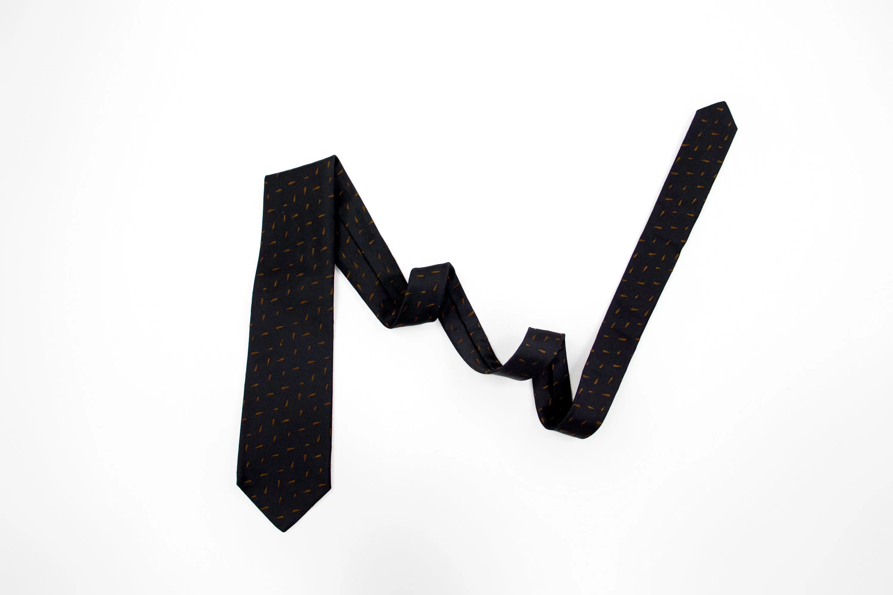 Kiton Napoli Black Brown Woven Silk Paisley Embroidered Tie