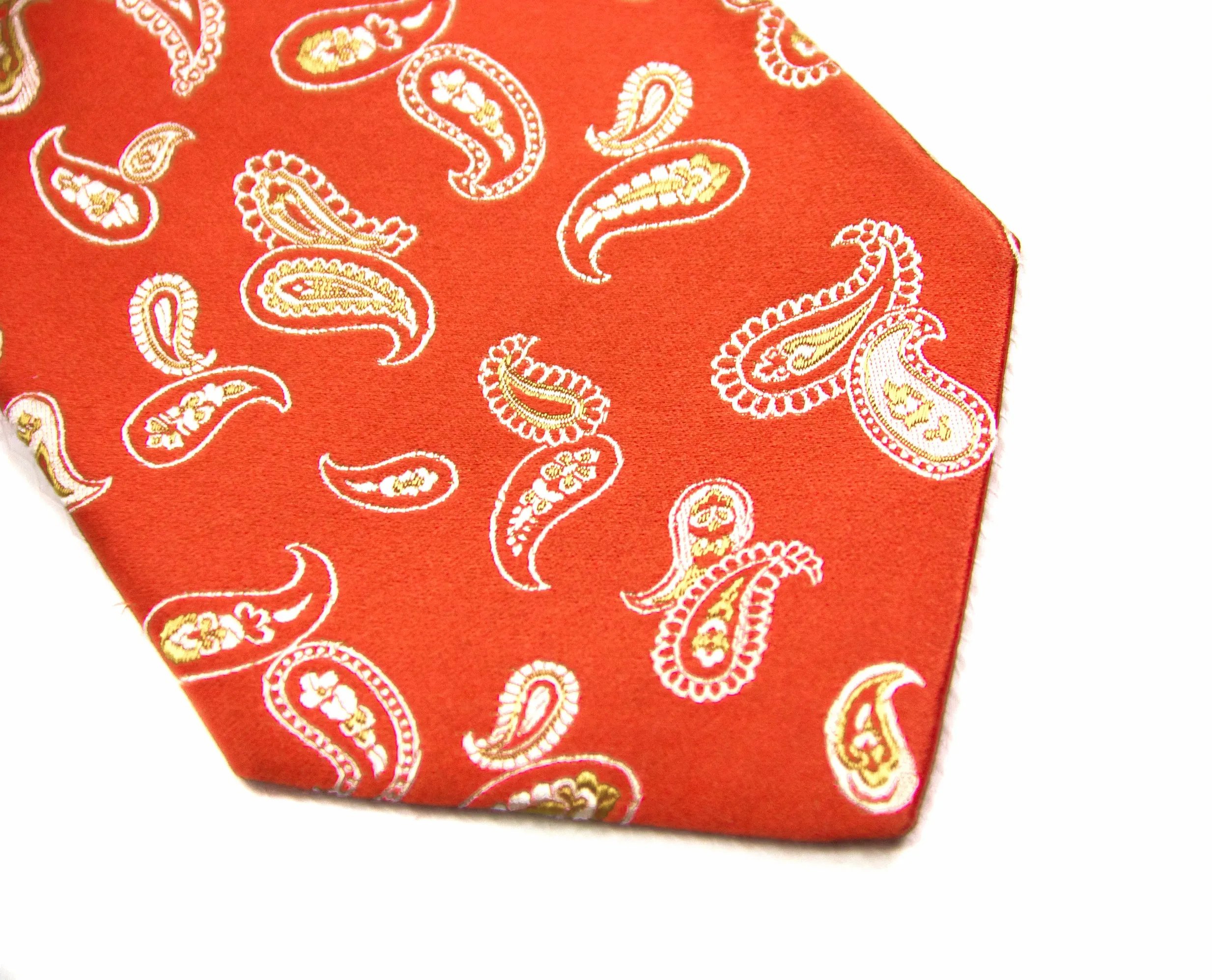 Kiton Napoli Coral Woven Silk Paisley Embroidered Tie