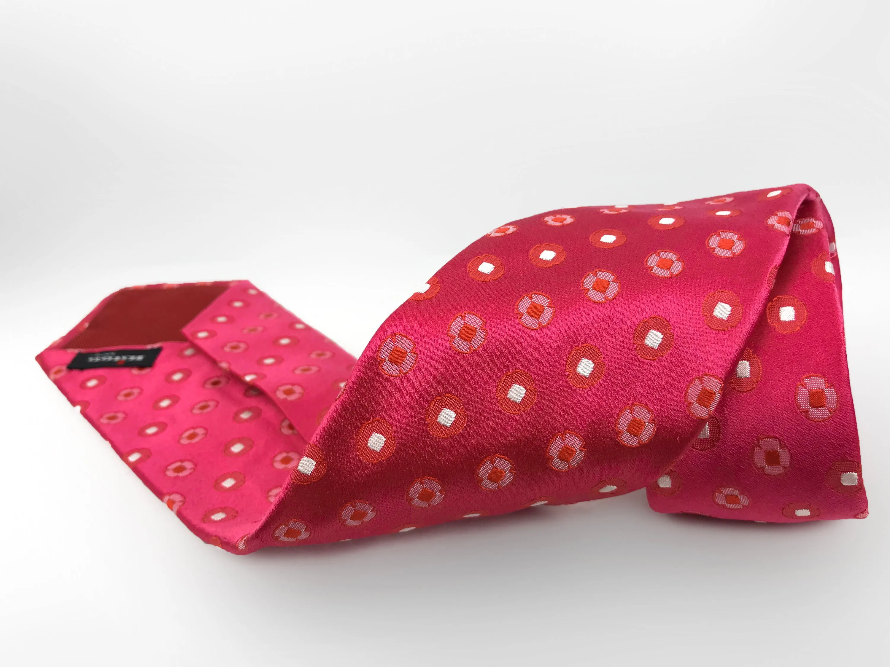 Kiton Napoli Pink Woven Silk Floral Embroidered Tie