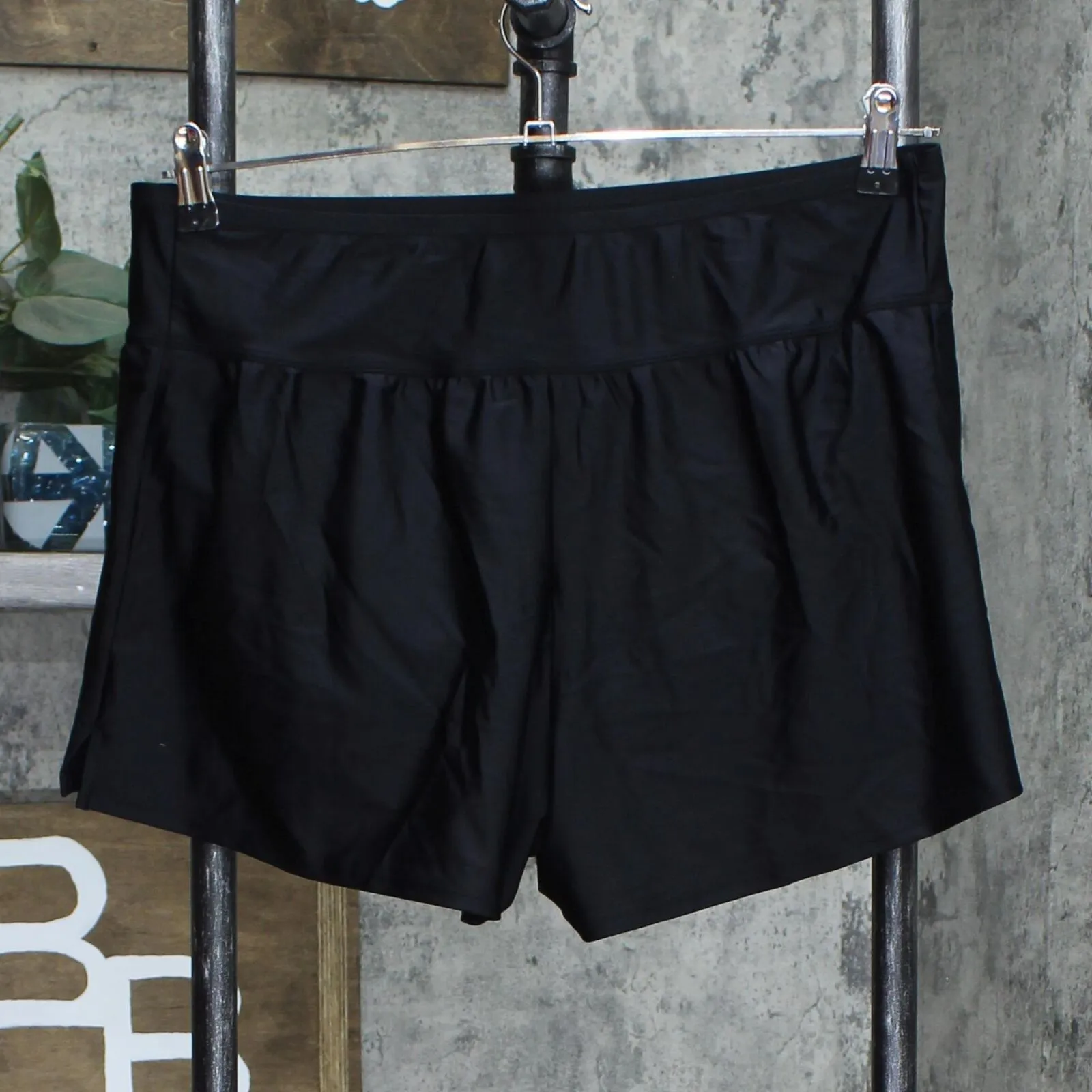 Kona Sol Women's Plus Size Swim Boyshorts Black X