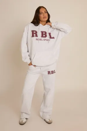 Light Grey Marl Rebel Sport Wide Leg Joggers - Ariyah