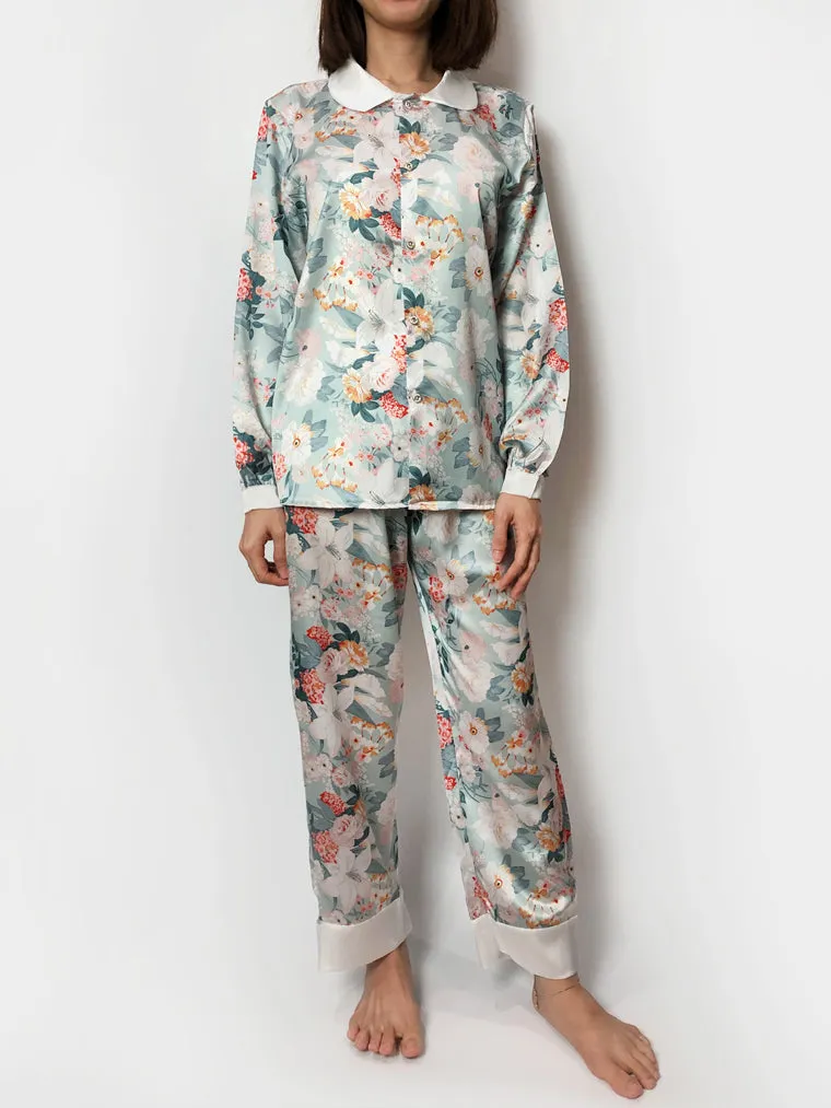 Long Floral Print Pajama Set