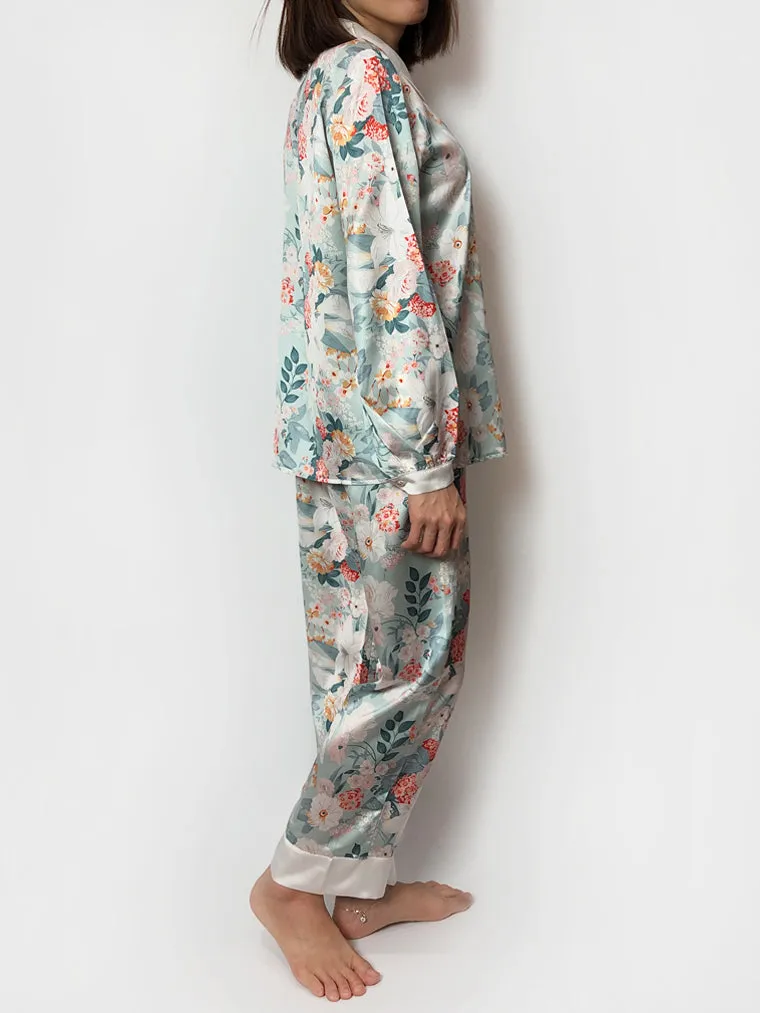 Long Floral Print Pajama Set