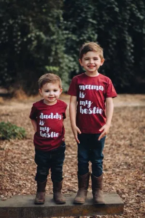 Mama is my bestie   Daddy is my bestie Matching Kid's Tees Or Bodysuits
