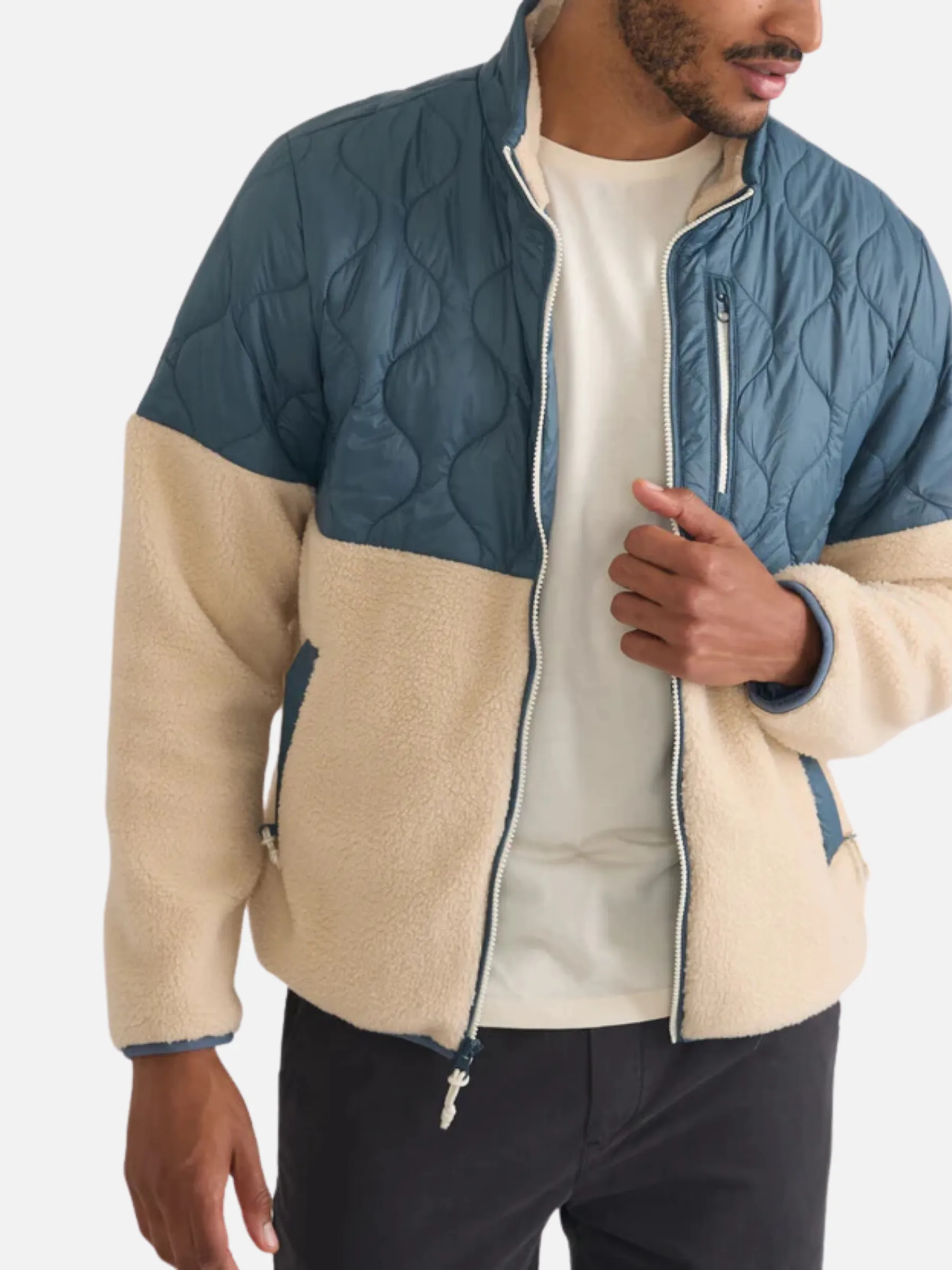 Marine Layer Bariloche Sherpa Jacket - Orion Blue/Natural