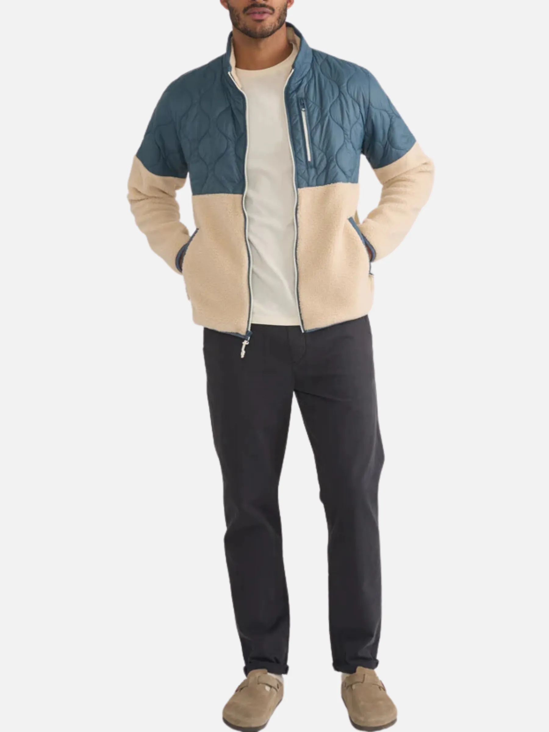 Marine Layer Bariloche Sherpa Jacket - Orion Blue/Natural