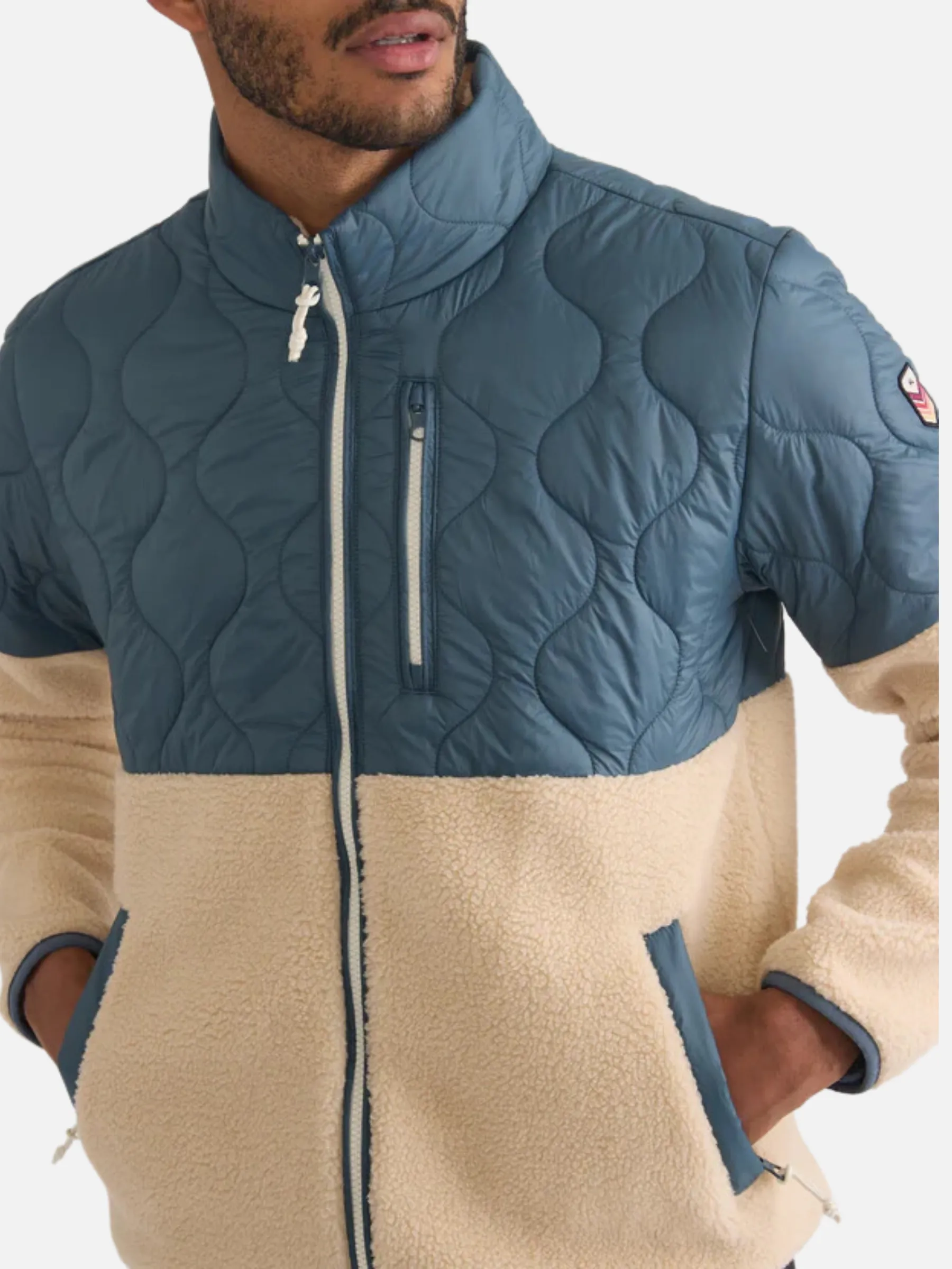 Marine Layer Bariloche Sherpa Jacket - Orion Blue/Natural