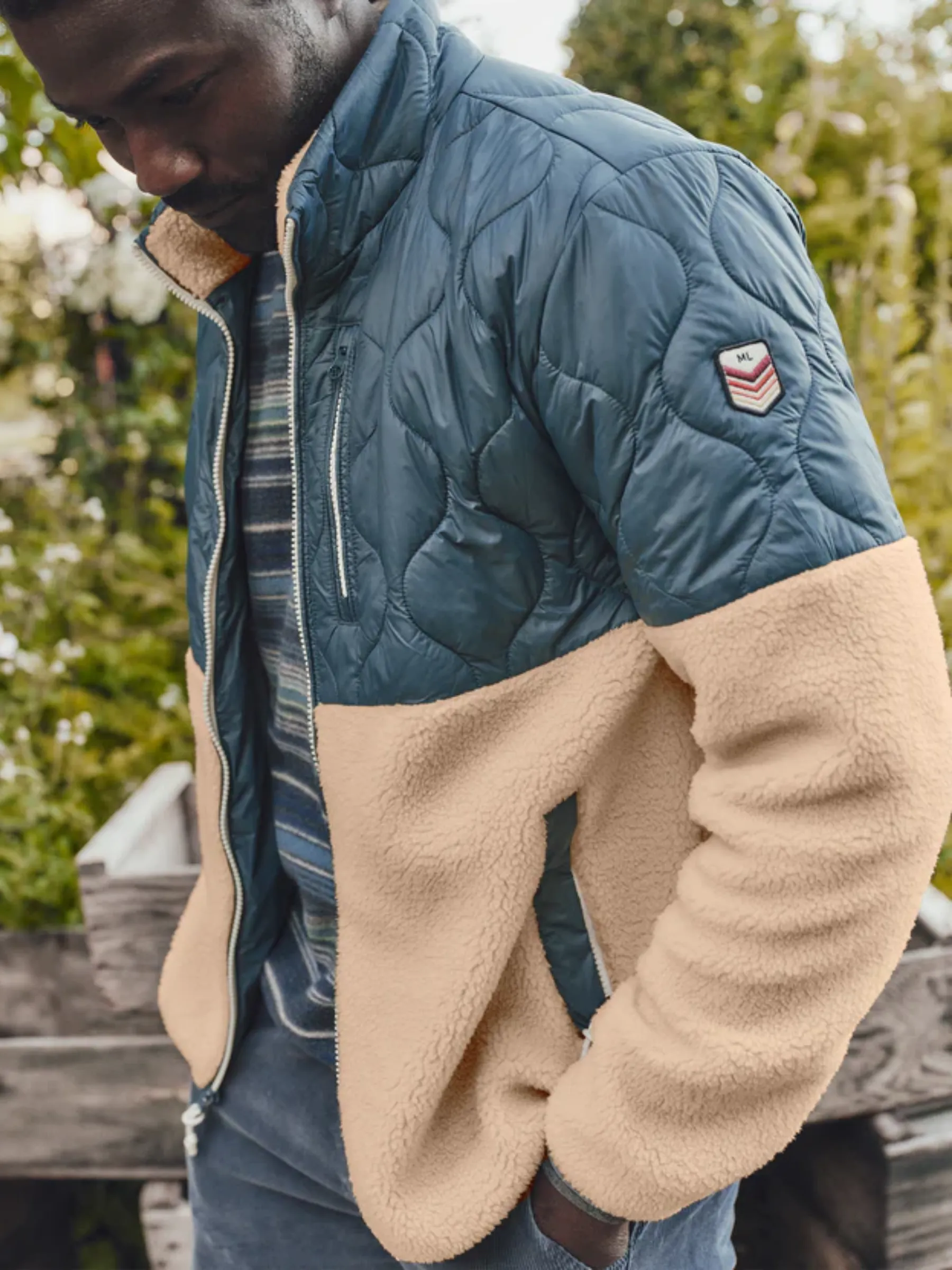 Marine Layer Bariloche Sherpa Jacket - Orion Blue/Natural