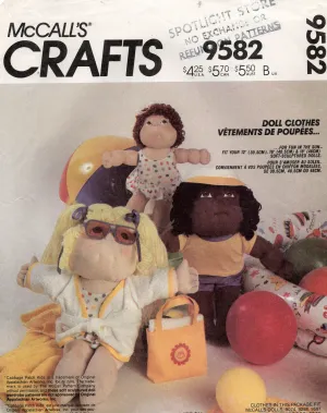 McCall's 9582 Blossom Babies Beach Outfit 12, 16 & 18 Inch Dolls Clothes 1980s Vintage Sewing Pattern UNCUT Factory Folded