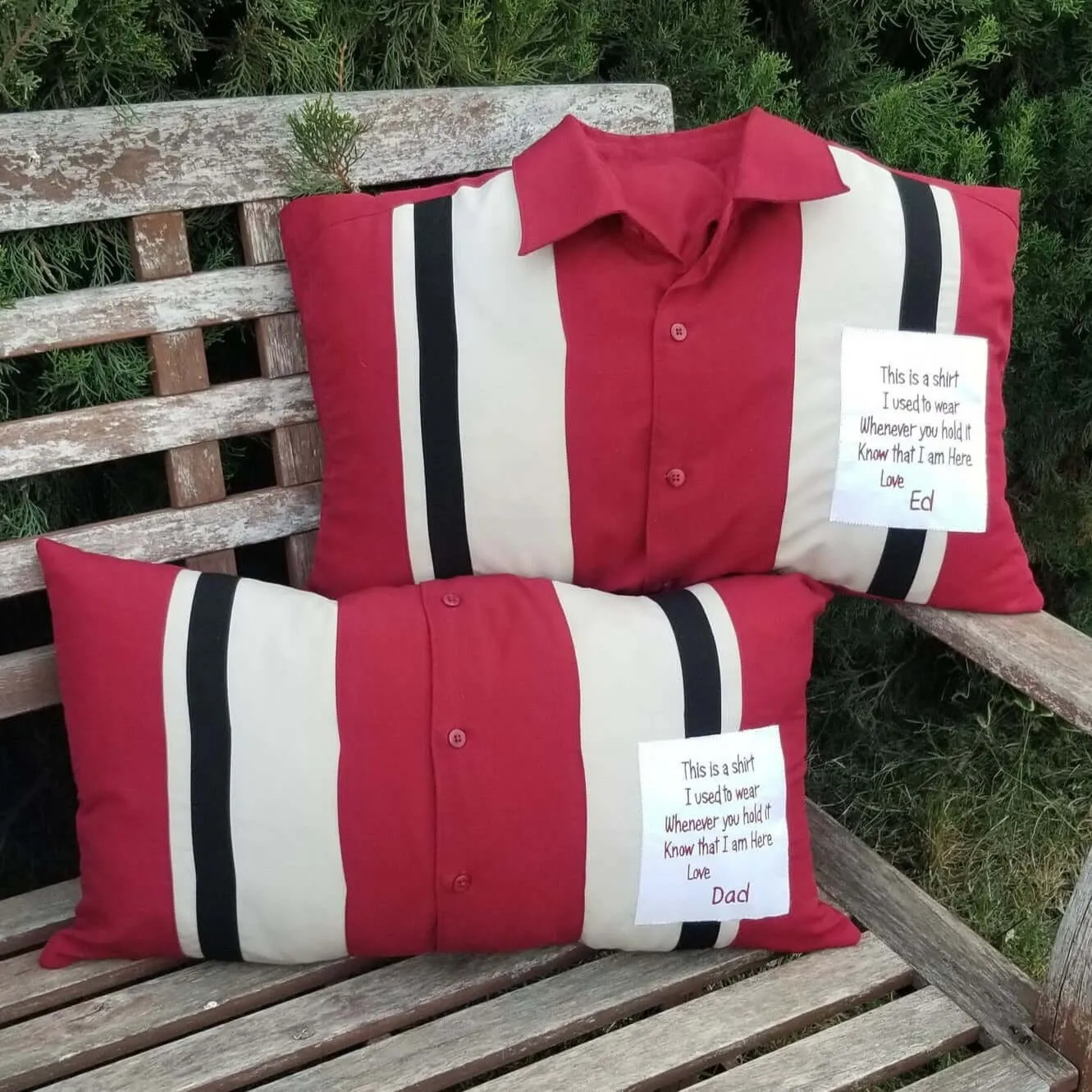 Memory Pillow made with your loved ones clothing items.