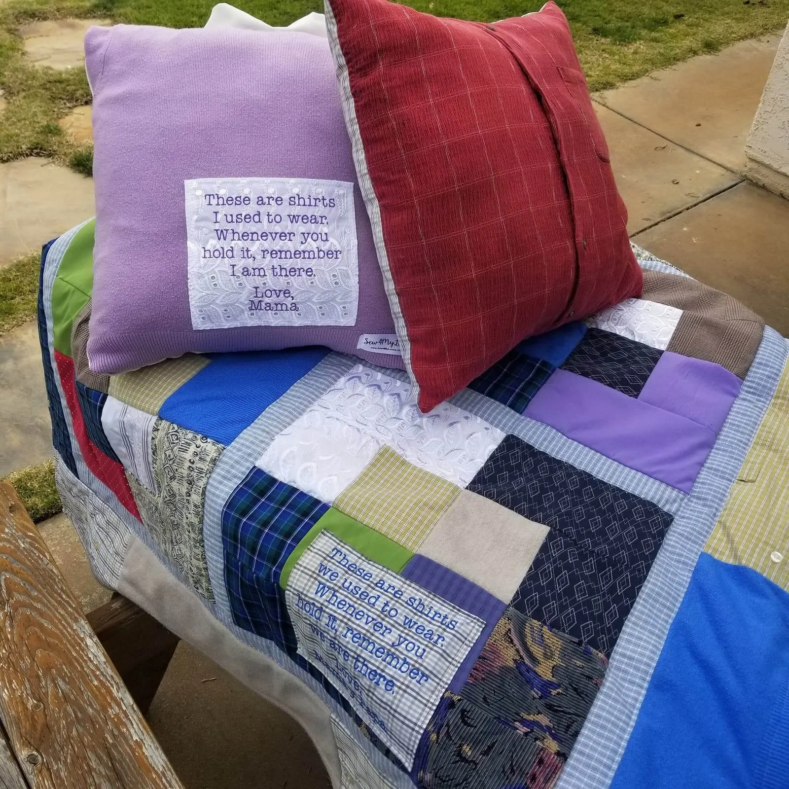 Memory Pillow made with your loved ones clothing items.