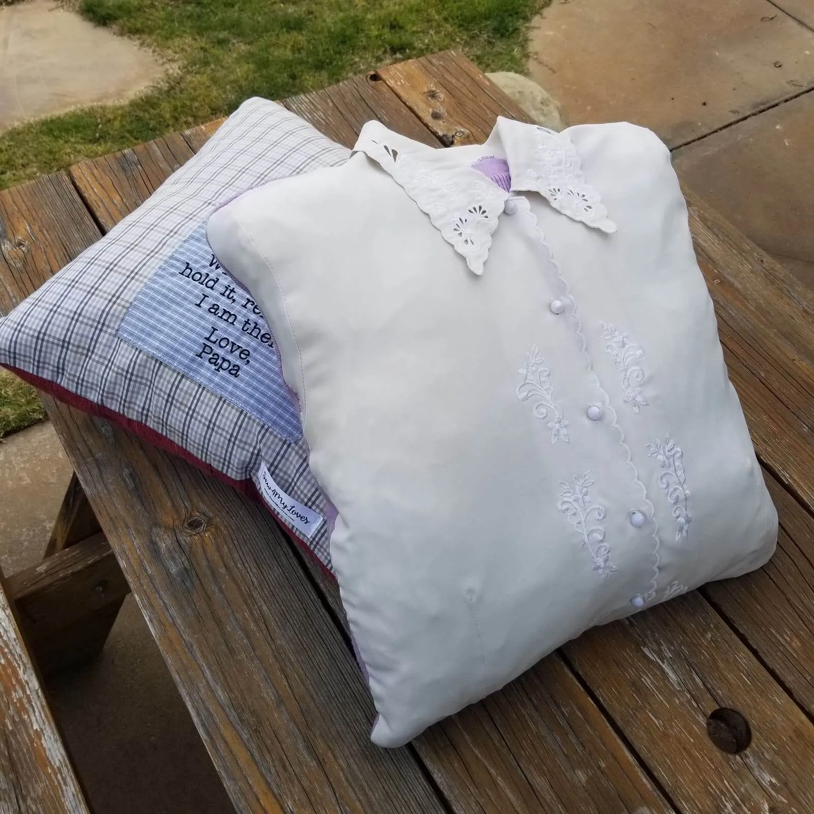 Memory Pillow made with your loved ones clothing items.