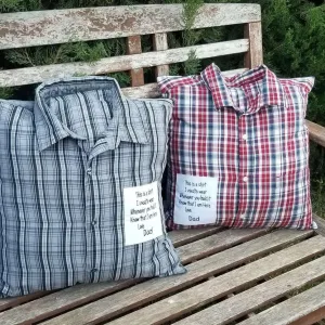 Memory Pillow made with your loved ones clothing items.